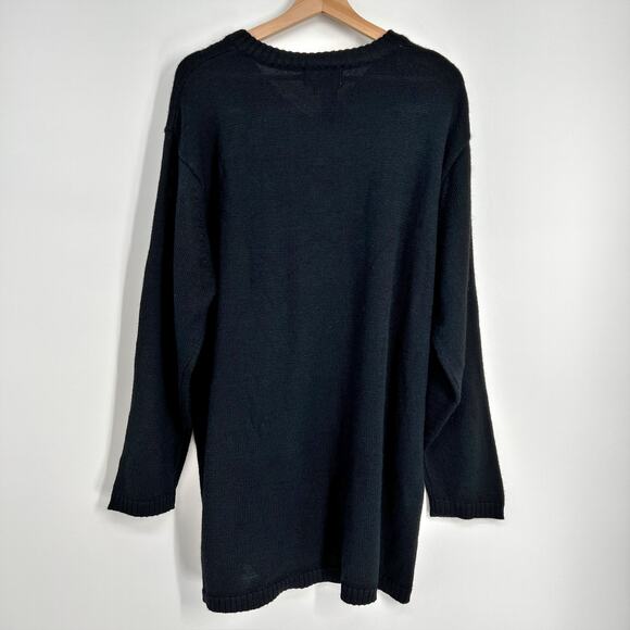 Vintage 90s Carole Little Sport Ski Sweater Women XL Black Wool Blend St Moritz - Picture 3 of 9